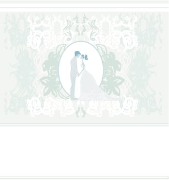 elegant wedding invitation with wedding couple