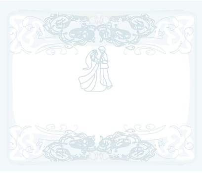 elegant wedding invitation with dancing wedding couple