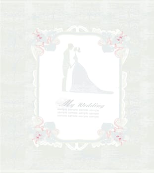 elegant wedding invitation with wedding couple