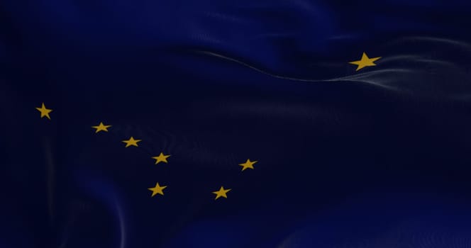 The state flag of Alaska waving in the wind. Democracy and independence. American state.