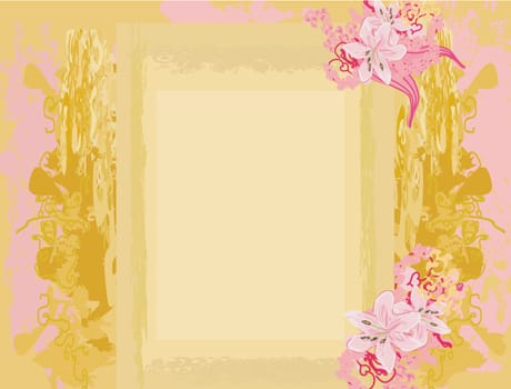 Grunge Frame For Congratulation With Flower