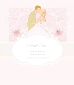 elegant wedding invitation with wedding couple