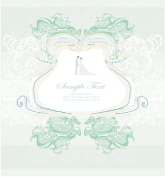 elegant wedding invitation with wedding couple