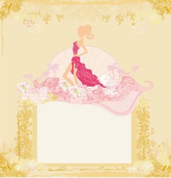 fashion silhouettes girl Shopping - abstract frame