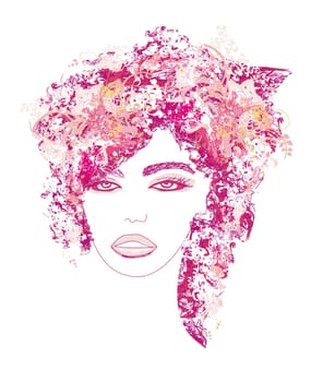 Abstract Beautiful Woman Portrait - Doodles
