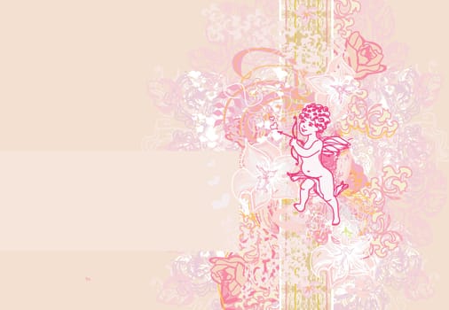 happy valentines day card with cupid