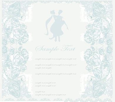 elegant wedding invitation with wedding couple