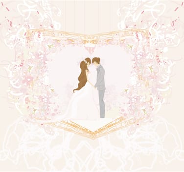 elegant wedding invitation with wedding couple