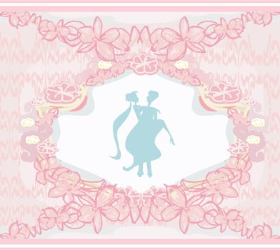 elegant wedding invitation with wedding couple
