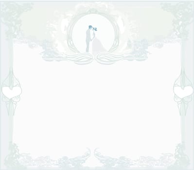 elegant wedding invitation with wedding couple