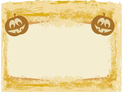 broken halloween pumpkin on grunge background frame vector illustration