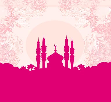 Ramadan background - mosque silhouette vector card