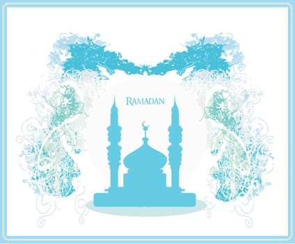 Ramadan background - mosque silhouette vector card