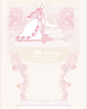 elegant wedding invitation with wedding couple