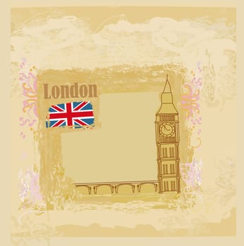 Grunge banner with Big Ben in London
