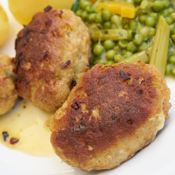 Hearty home cooking with meatballs on a table