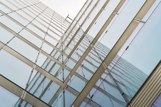 Glass facade of an office building in downtown Berlin