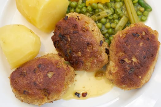 Hearty home cooking with meatballs on a table