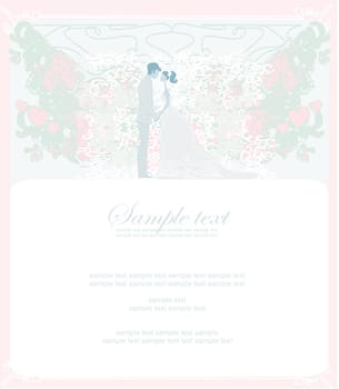 elegant wedding invitation with wedding couple