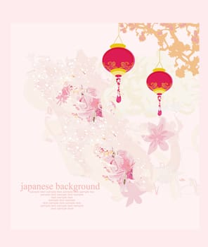 Chinese New Year with lanterns card, vector