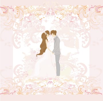 elegant wedding invitation with wedding couple