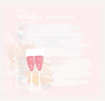 Invitation To wedding with champagne