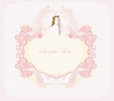 elegant wedding invitation with wedding couple