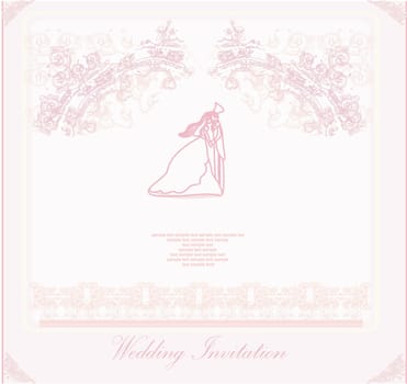 elegant wedding invitation with wedding couple