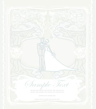 elegant wedding invitation with wedding couple