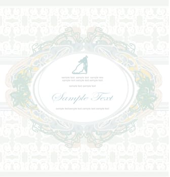 elegant wedding invitation with wedding couple
