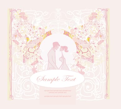 elegant wedding invitation with wedding couple