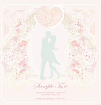 elegant wedding invitation with wedding couple
