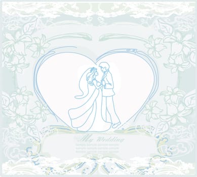 elegant wedding invitation with dancing wedding couple