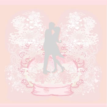 elegant wedding invitation with wedding couple