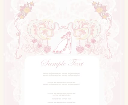 elegant wedding invitation with wedding couple