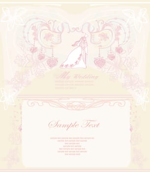 elegant wedding invitation with wedding couple