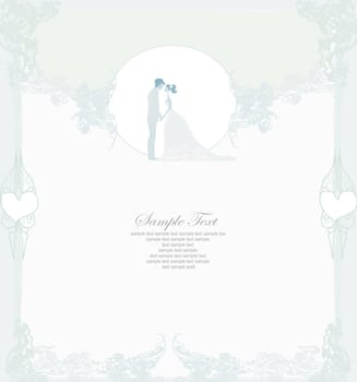 elegant wedding invitation with wedding couple