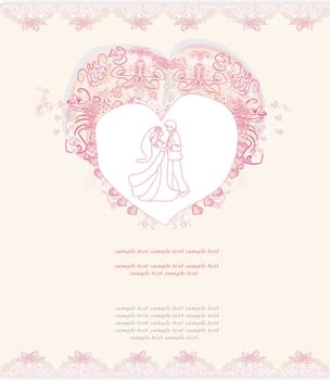 elegant wedding invitation with dancing wedding couple