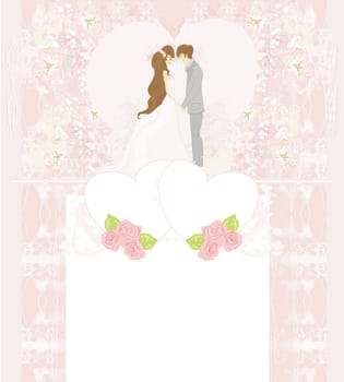 elegant wedding invitation with wedding couple