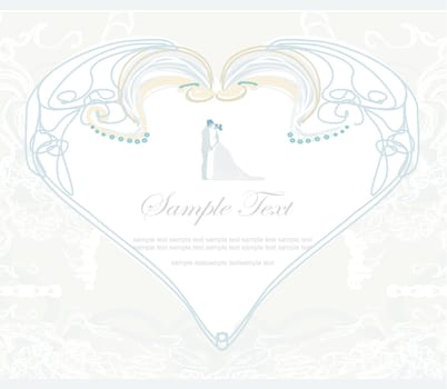 elegant wedding invitation with wedding couple