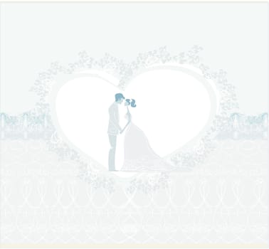 elegant wedding invitation with wedding couple