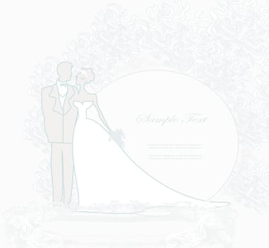 elegant wedding invitation with wedding couple