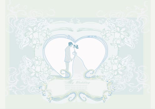 elegant wedding invitation with wedding couple