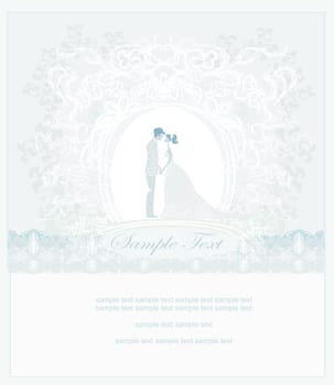 elegant wedding invitation with wedding couple
