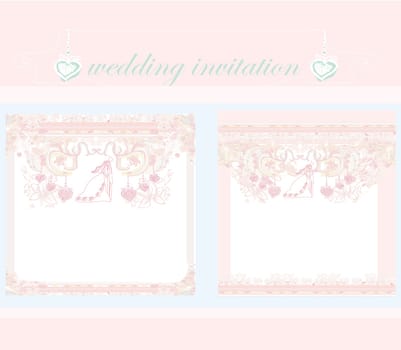 elegant wedding invitation with wedding couple set cards