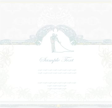 elegant wedding invitation with wedding couple