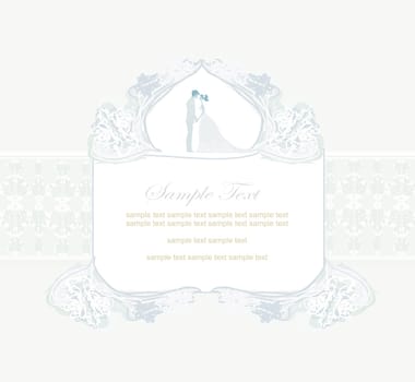 elegant wedding invitation with wedding couple