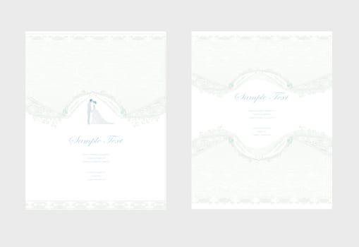 elegant wedding invitation with wedding couple set cards