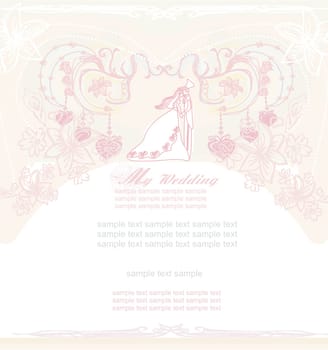elegant wedding invitation with wedding couple