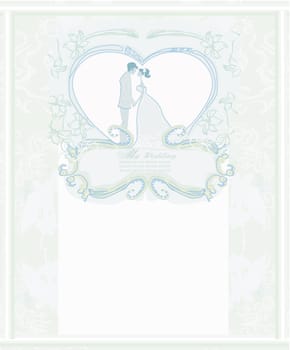elegant wedding invitation with wedding couple